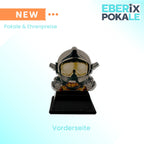 XS Acryl Feuerwehr Pokal 9 cm Hoch - Trophäe mit Gravurschild & Helm-Motiv