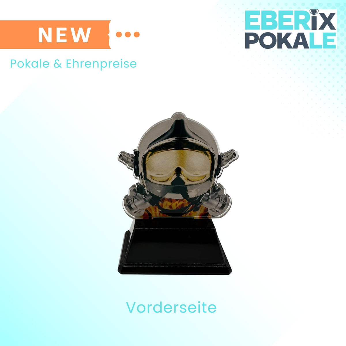 XS Acryl Feuerwehr Pokal 9 cm Hoch - Trophäe mit Gravurschild & Helm-Motiv