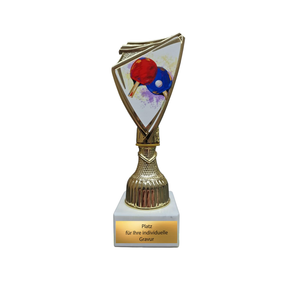 Tischtennis Pokal 18,5 cm mit Marmorsockel - Trophäe mit Wunschgravur
