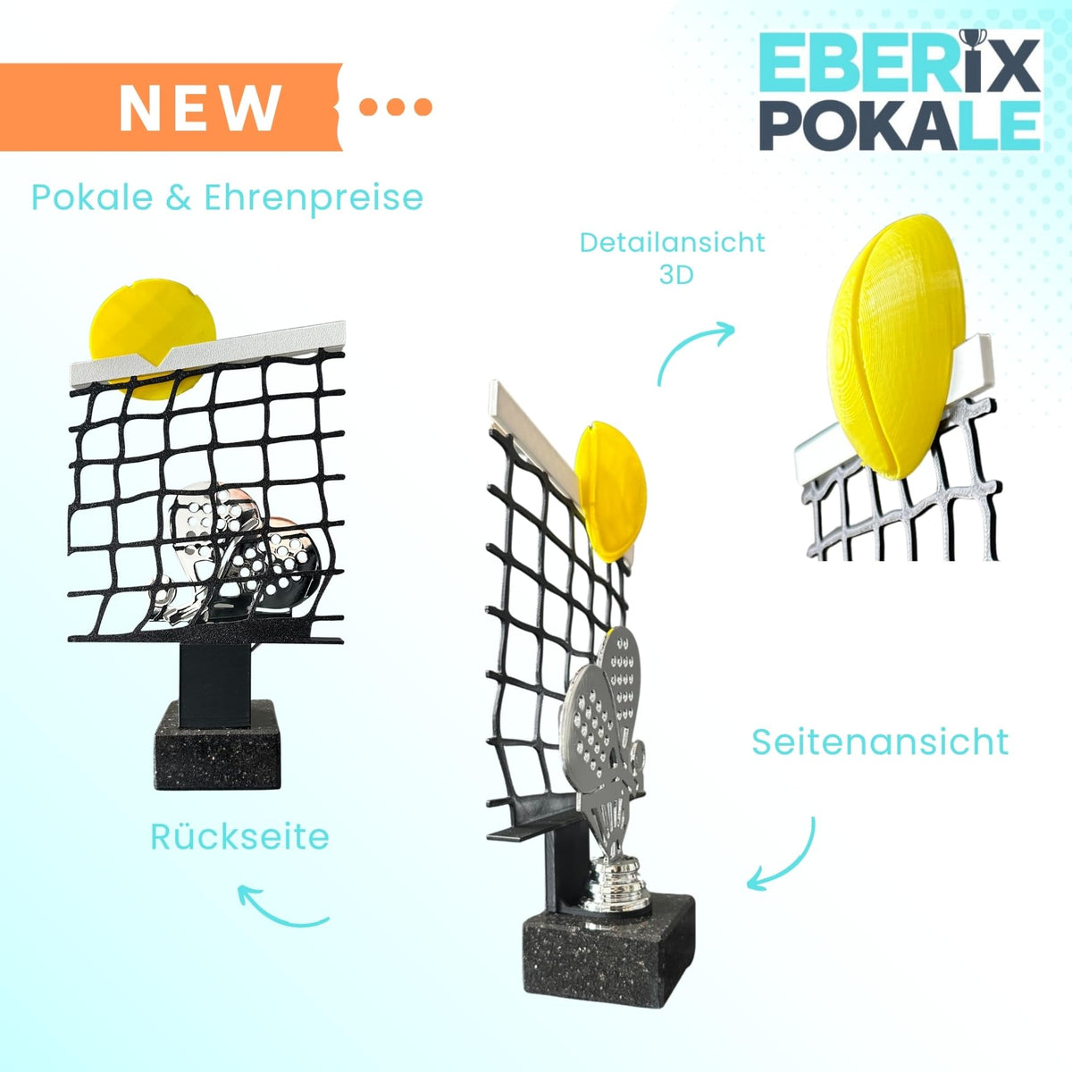 Padel Trophäe 26,5 cm Metallfigur mit 3D-Motiv & Wunschgravur