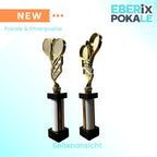 eberix · Tennis Pokal · mit Wunschgravur · Trophäe mit weißer Glanzsäule · Siegerpokal für Tennis-Turnier, Vereinsmeisterschaft, Schulsport, Doppelturnier · personalisierbar ·