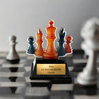 9 cm Schachpokal aus Acryl - Mini Trophäe mit Gravurschild für Turniere