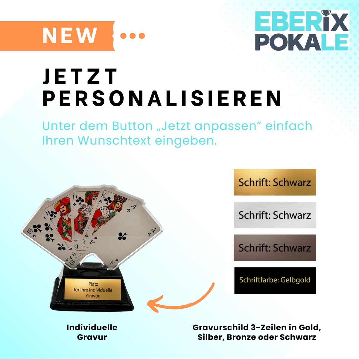 10 cm Acryl Kartenspiel Pokal - Trophäe für Skat, Poker & Doppelkopf