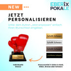 10 cm Acryl Pokal mit Gravurschild - Boxhandschuhe Trophäe für Kampfsport
