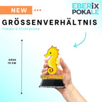 Seepferdchen Acryl Pokal 15 cm - Trophäe für Schwimmen & Kinder