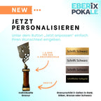 eberix · Tischtennis Pokal · mit Wunschgravur · Trophäe mit Schläger & Ball Motiv · Siegerpokal für Tischtennisturnier, Vereinsmeisterschaft, Hobbyliga · personalisierbar ·