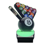 16 cm Holzpokal mit Gravur - Billard Trophäe - Queue & Kugeln Design