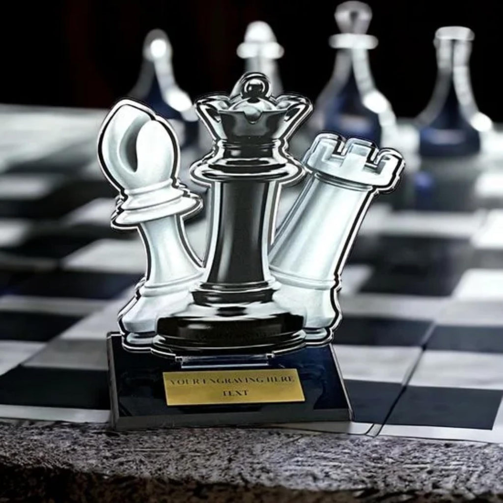 Schach Pokal 80cm mit Gravur - 2D Acryl Award Trophäe für Turniere