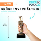 23 cm Abiturienten Trophäe - Resin Pokal in Bronze-Optik für Abifeier