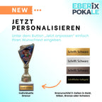 Eberix Eulen Pokal 18,5cm - Trophäe mit Gravur, Marmorsockel & 2D-Motiv