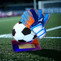 Fußballpokal Torwart - 14 cm Acryl Trophäe mit Handschuh & Ball Award