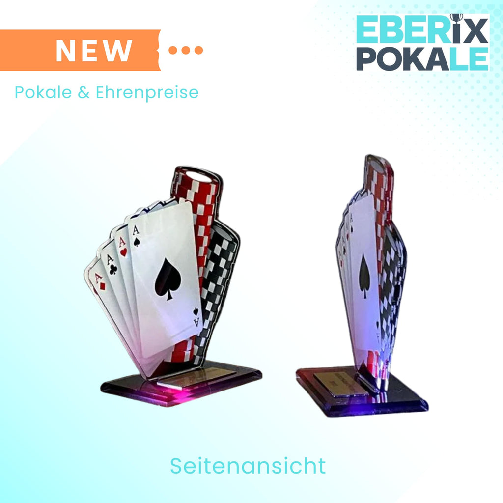 Pokal Poker mit Gravur - Pokerpokal Trophäe aus Acryl für Spieleabende