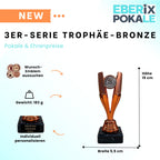 EBERiX POKALE – Pokal 15 cm mit Gravur auf Marmorsockel – wählbar in Gold Silber Bronze – personalisierte Kunststoff Trophäe – Award für Turniere & Events – einzeln oder als 3er-Set