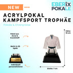 XS Acryl Kampfsport-Pokal 10 cm - Judo & Karate Trophäe mit Gürtel