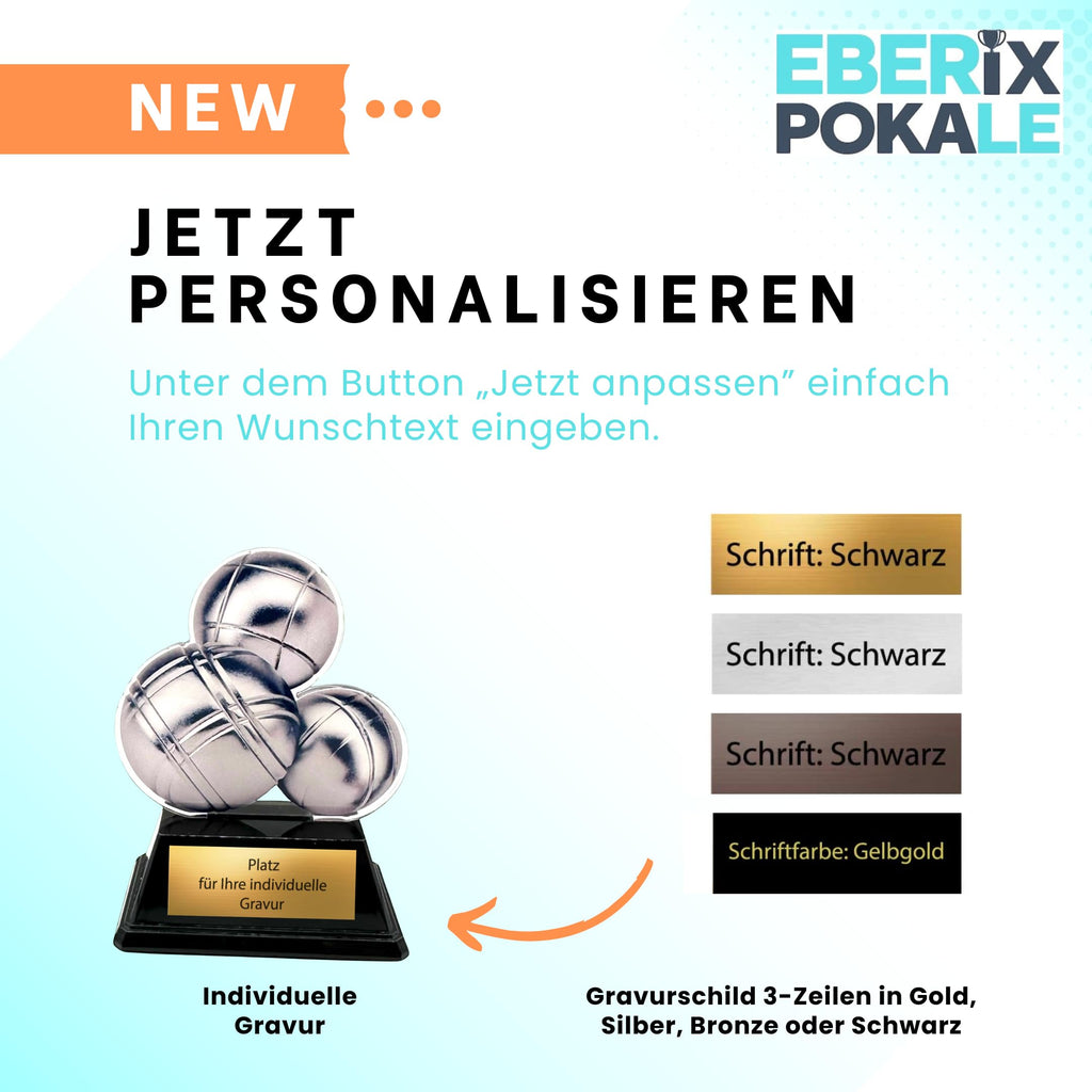XS Boule Pokal aus Acryl - 9 cm Trophäe mit Gravur für Pétanque Turniere