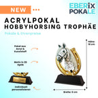 XS Acryl Hobby Horsing Pokal 10 cm - Trophäe Award mit Pferdekopf Motiv