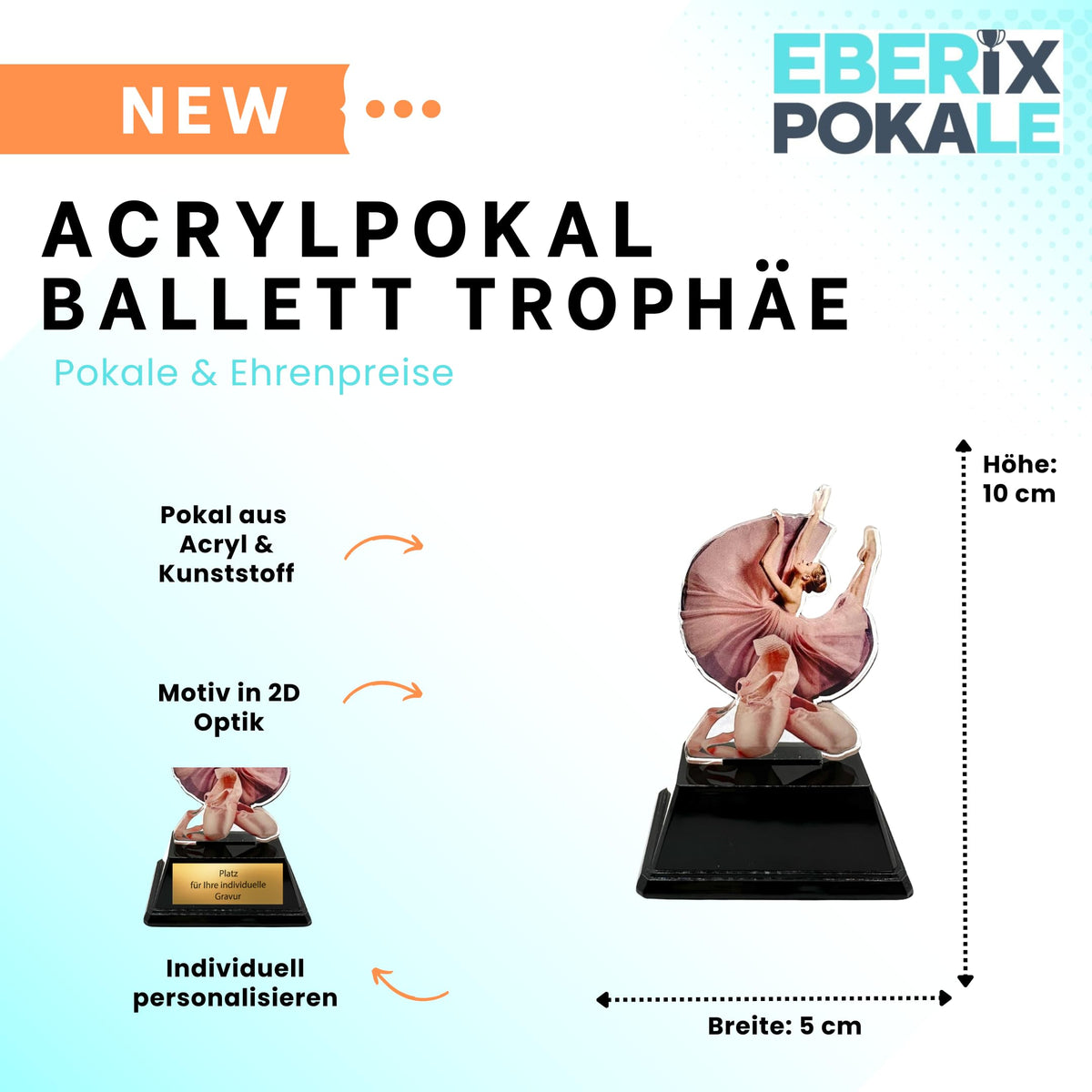 Pokal Ballett Taenzerin 10 cm - Acryl Trophaee fuer Tanzschulen & Vereine