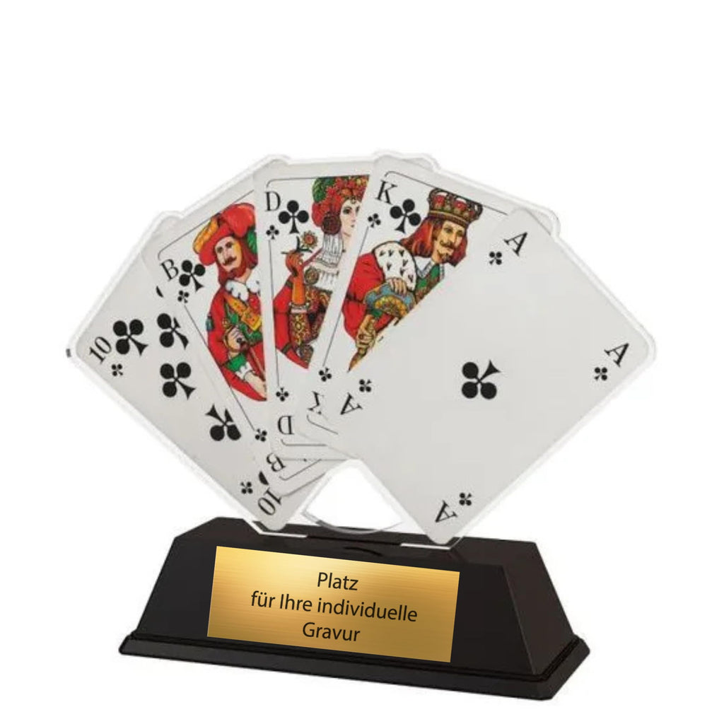 10 cm Acryl Kartenspiel Pokal - Trophäe für Skat, Poker & Doppelkopf