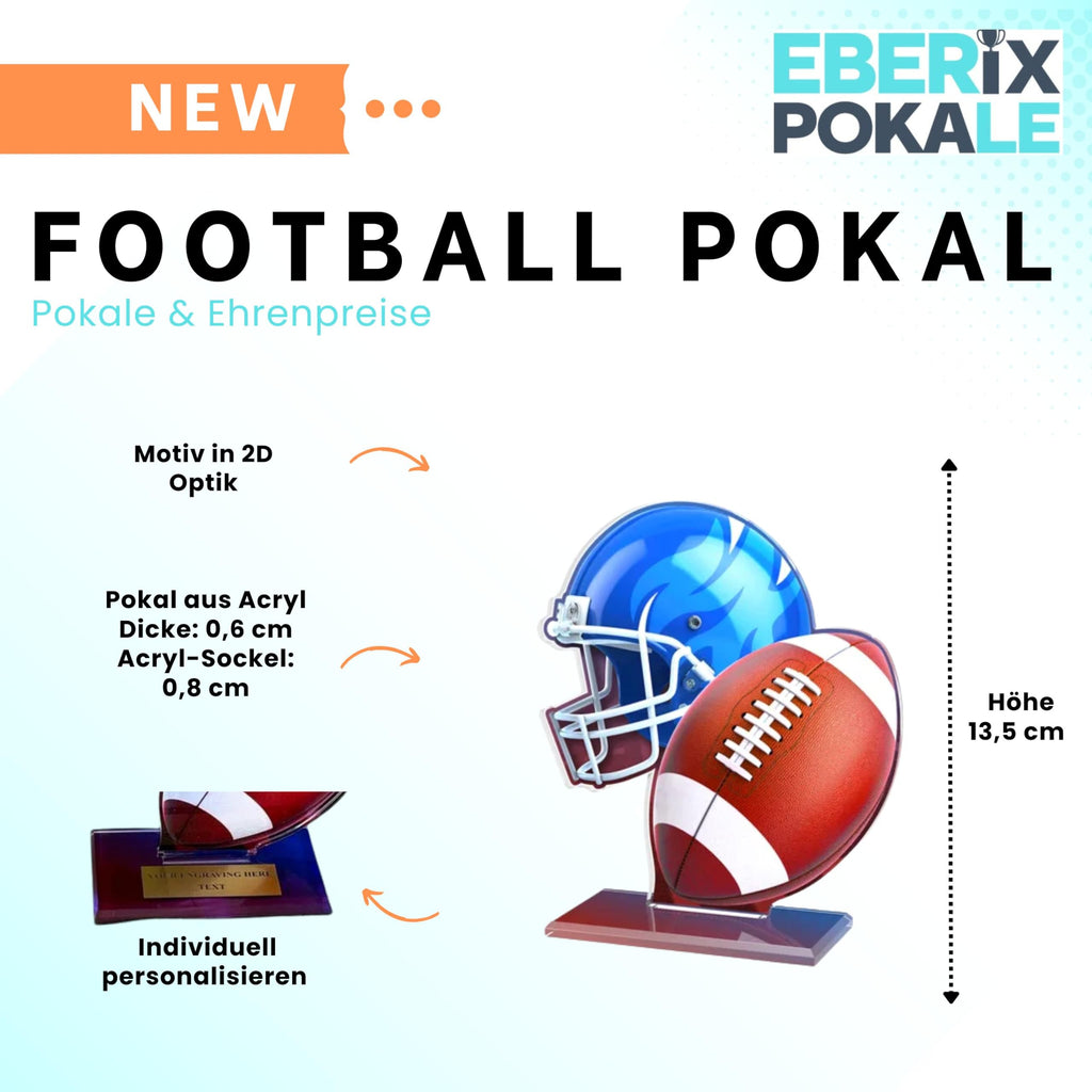 American Football Pokal 13,5 cm - Acryl Trophäe Award mit Wunschgravur