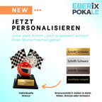 XS Motorsport Pokal 10 cm - Acryl Trophäe mit Gravurschild für Kart Rennen