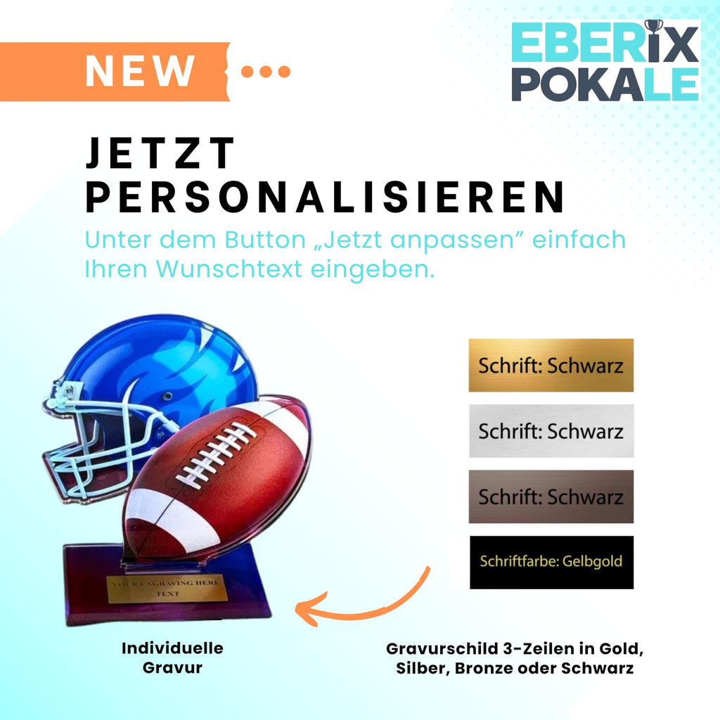 American Football Pokal 13,5 cm - Acryl Trophäe Award mit Wunschgravur