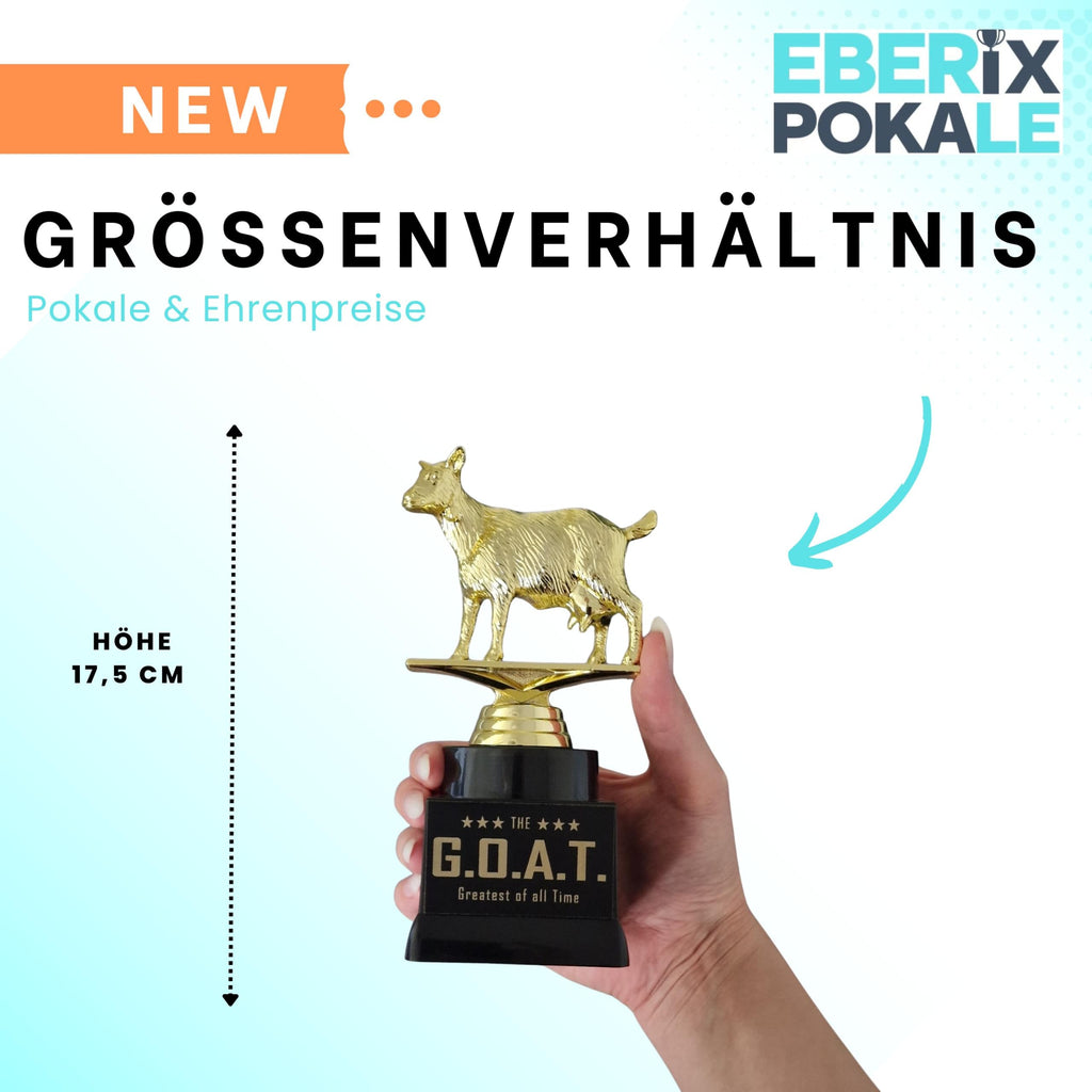 G.O.A.T. Pokal Black Edition 17,5 cm - Ziege Gold Trophäe mit Gravur