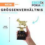 G.O.A.T. Pokal Black Edition 17,5 cm - Ziege Gold Trophäe mit Gravur