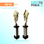 EBERiX POKALE · Schach Pokal · mit Wunschgravur · Trophäe mit Figuren & Brett Motiv · Siegerpokal für Schachturnier, Vereinsmeisterschaft, Denksport-Wettbewerb · personalisierbar ·