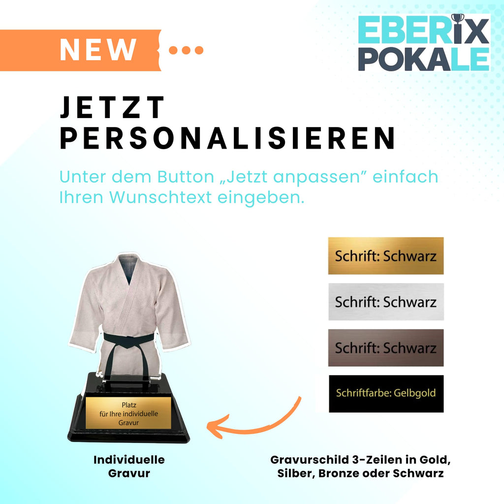 XS Acryl Kampfsport-Pokal 10 cm - Judo & Karate Trophäe mit Gürtel