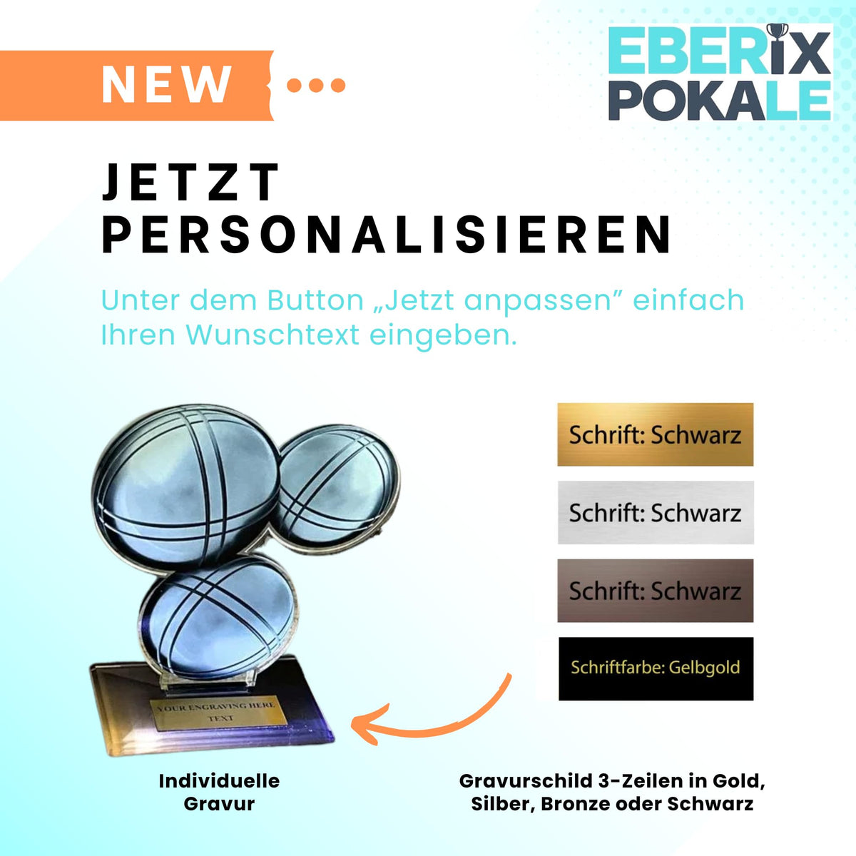 Acryl Boule & Pétanque Pokal - 2D Trophäe mit Gravur - Moderner Award