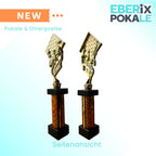 eberix · Schach Pokal · mit Wunschgravur · Trophäe mit Figuren & Brett Motiv · Siegerpokal für Schachturnier, Vereinsmeisterschaft, Denksport-Wettbewerb · personalisierbar ·