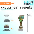 Karpfen Pokal mit 2D-Motiv - Pokal Angeln mit Gravur & Marmorsockel