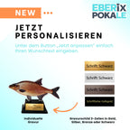XS Angelpokal 9 cm - Pokal mit Fischmotiv und Gravur für Angler