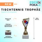 Tischtennis Pokal 18,5 cm mit Marmorsockel - Trophäe mit Wunschgravur