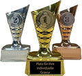 EBERiX – 3er Pokal-Set Platz 1, 2, 3 – Mini-Trophaeen aus Kunststoff mit Gravur – Gold, Silber & Bronze – ca. 11 cm hoch – geeignet fuer Turniere, Kinderfeste, Spieleabende & als Geschenkpokal