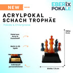 9 cm Schachpokal aus Acryl - Mini Trophäe mit Gravurschild für Turniere