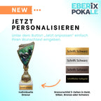 Fußball-Trophäe 18,5cm auf Marmorsockel - Pokal mit Wunschgravur & 2D-Motiv
