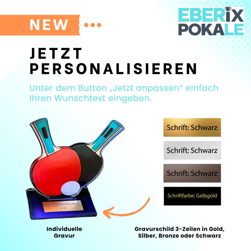 Acryl-Tischtennistrophäe 20 cm - Pokal für Tischtennisturniere - Award