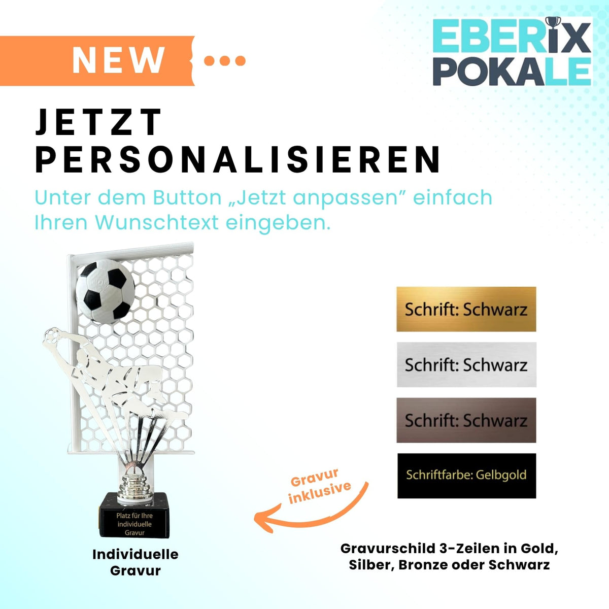 Torwartpokal 27 cm Metallfigur mit Wunschgravur & 3D-Hintergrund