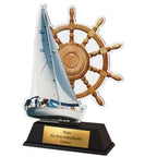 XS Pokal Segelboot 10 cm - Maritime Trophäe mit Gravur & Steuerrad