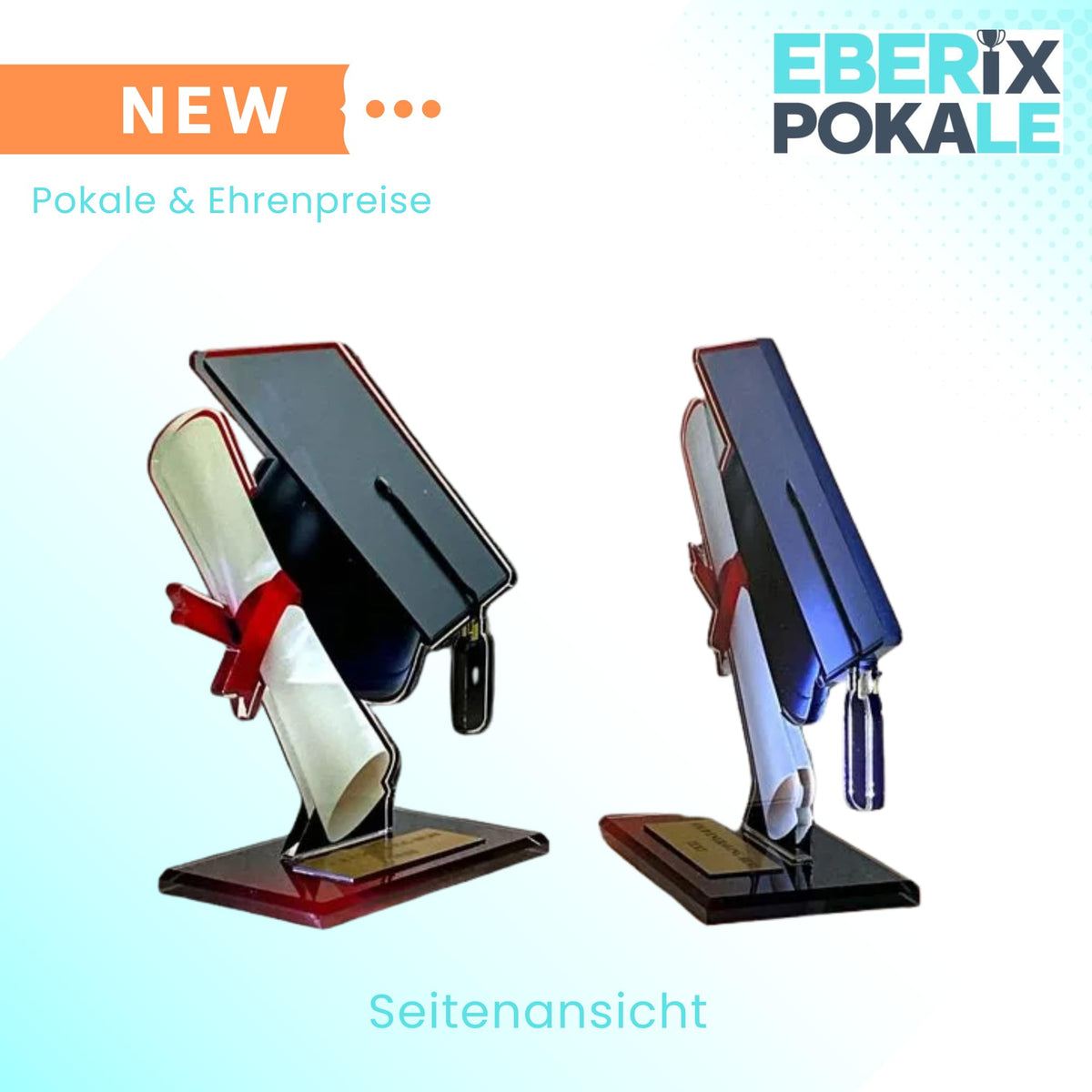 Pokal mit Gravur zum Abitur & Abschluss - Acryl-Trophäe für Absolventen