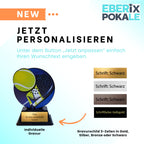 EBERiX POKALE – XS Padel Pokal aus Acryl, 10 cm – moderne Trophäe mit Ball-Motiv & Gravurschild, Sockel aus Kunststoff – Padelcup für Kinder & Erwachsene