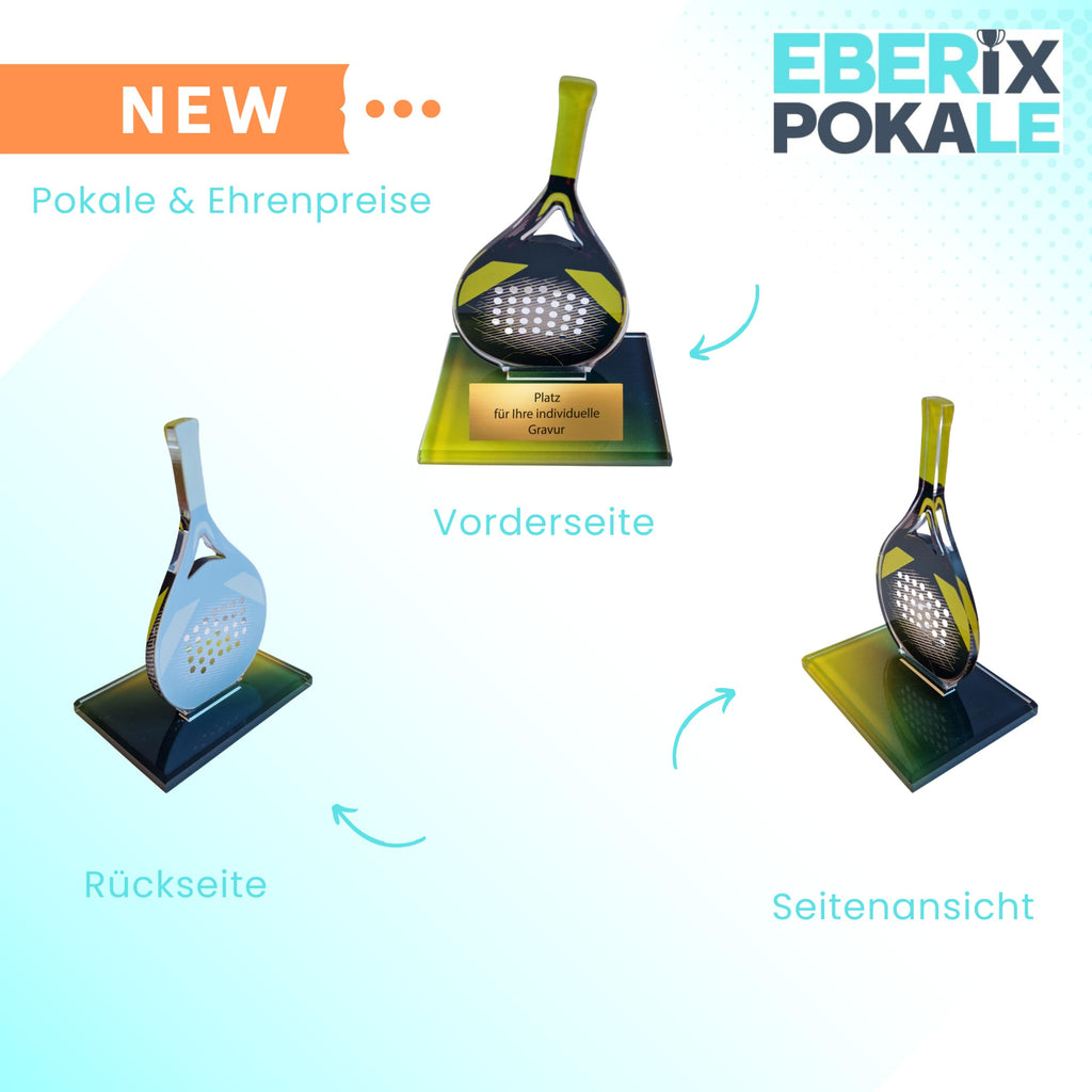 Padel Pokal 13 cm aus Acryl mit Gravur - Moderne Trophäe für Turniere