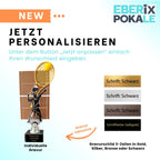 Tennispokal 28,5 cm Metallfigur mit Wunschgravur & 3D-Hintergrund