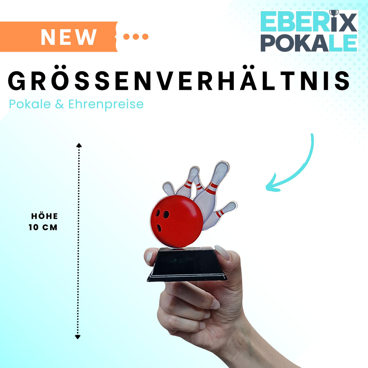 Bowling Trophäe 10 cm - Pokal mit Wunschgravur - Award für Kinder &