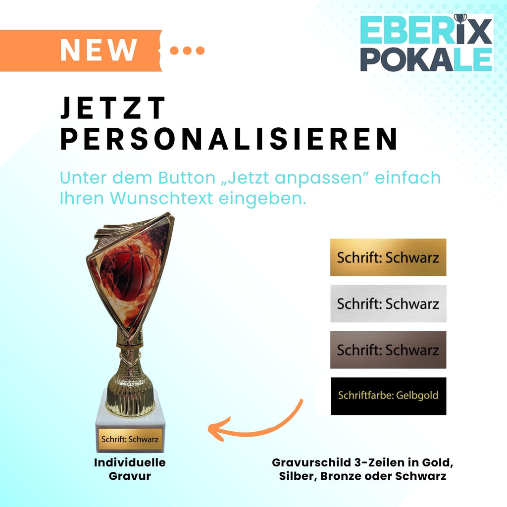Basketball Pokal 18,5 cm - Trophäe mit Wunschgravur & Marmorsockel