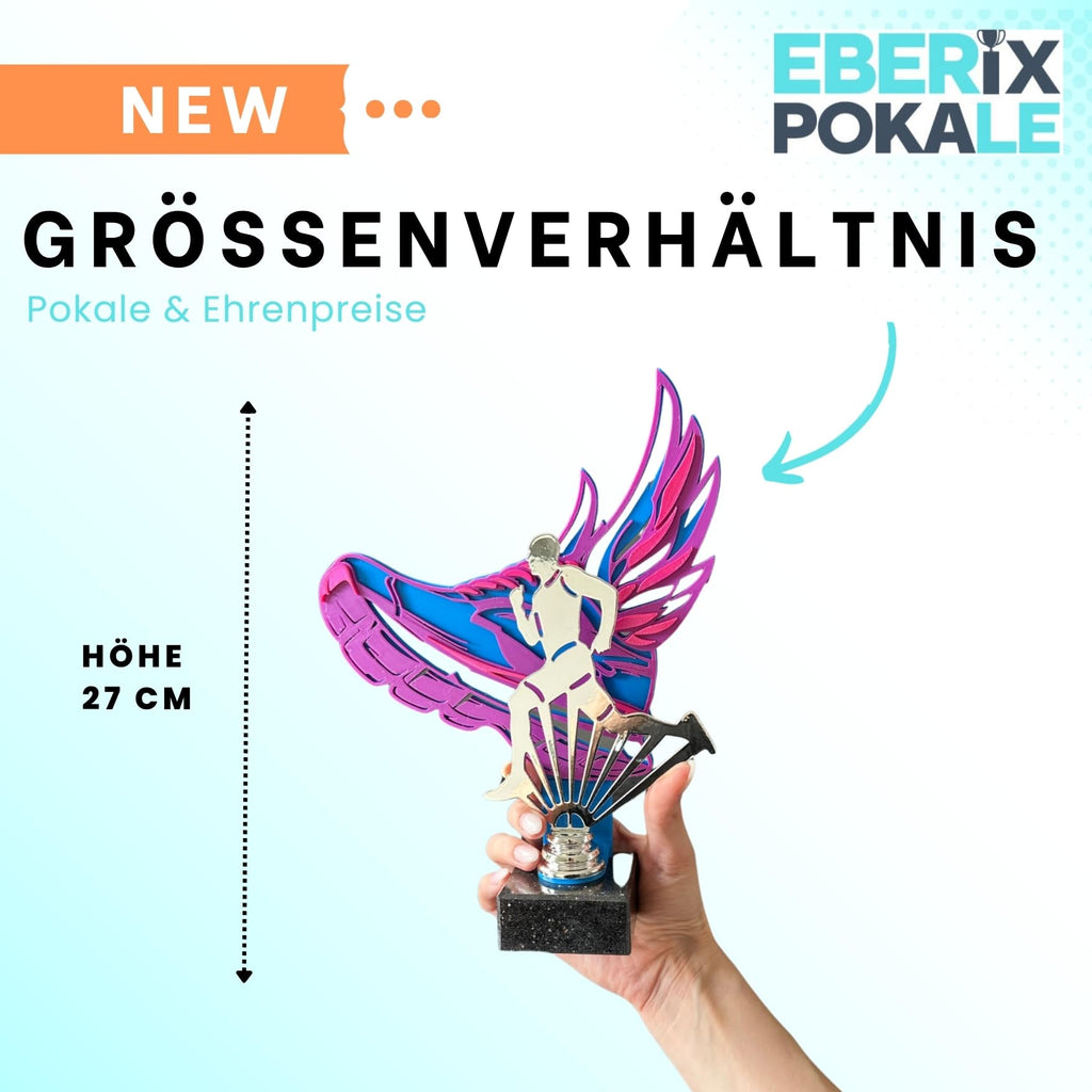 Laufsport Trophäe 27 cm Metallfigur mit 3D-Motiv & Wunschgravur