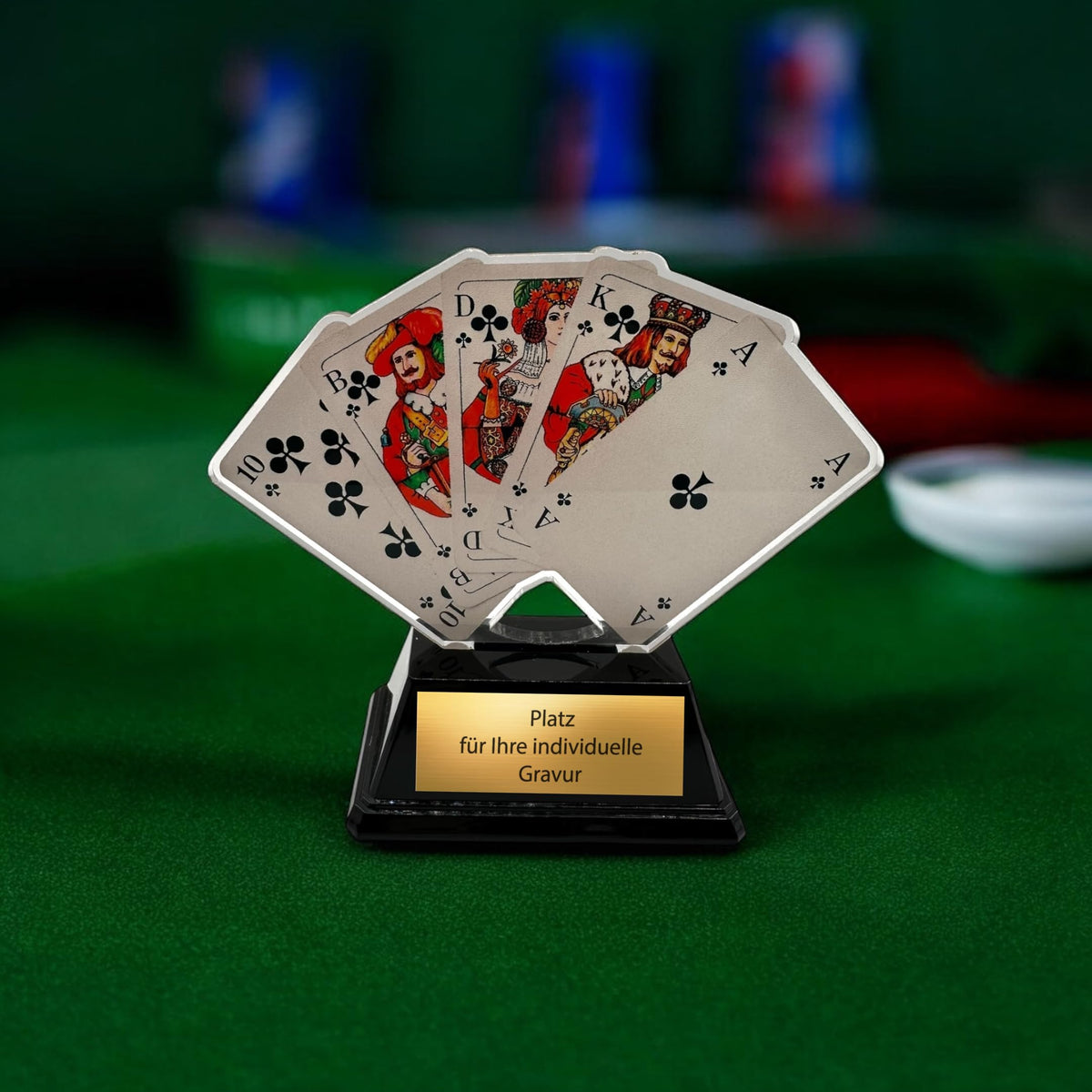 10 cm Acryl Kartenspiel Pokal - Trophäe für Skat, Poker & Doppelkopf