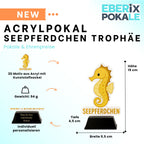 Seepferdchen Acryl Pokal 15 cm - Trophäe für Schwimmen & Kinder