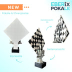 Schachpokal 24 cm Metallfigur mit Wunschgravur & 3D-Hintergrund